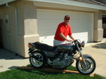 My VFR / CBX previously owned by Pete Ruff. The 81 frame with a 79 motor and a VFR front and rear suspension mated. Sexy but needed a tad more ground clearance with those 17