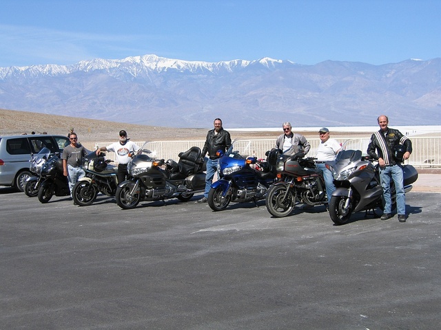 The crew with the bikes at Badwater.pic courtesy of Rod Libby